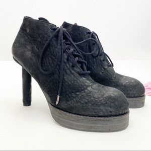 Goran Horal Leather Lace Up Platform Lagenlook Stiletto Ankle Booties Oxfords